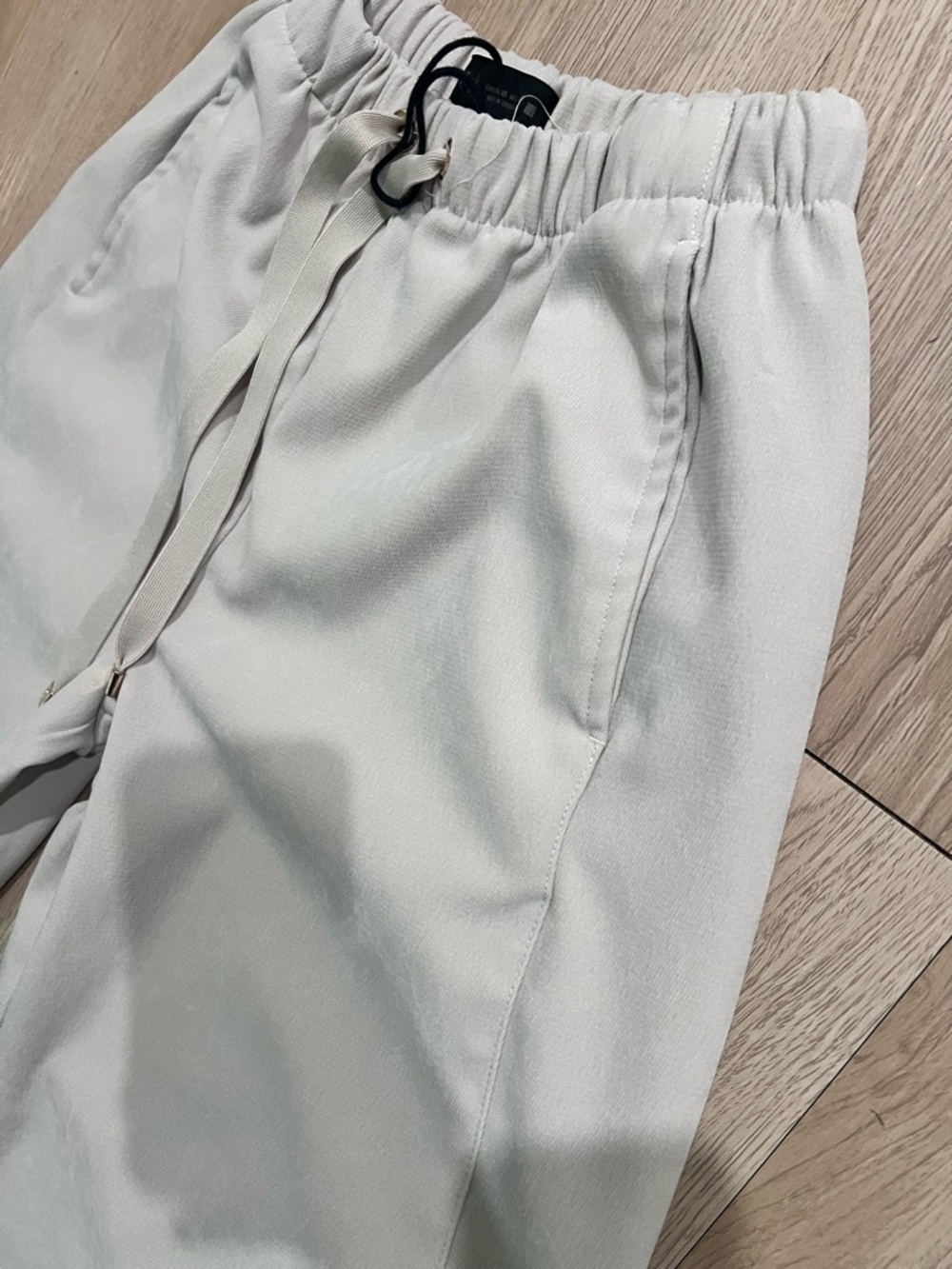 Zara Cream Wide-Leg Drawstring Pants - Picture 10 of 11
